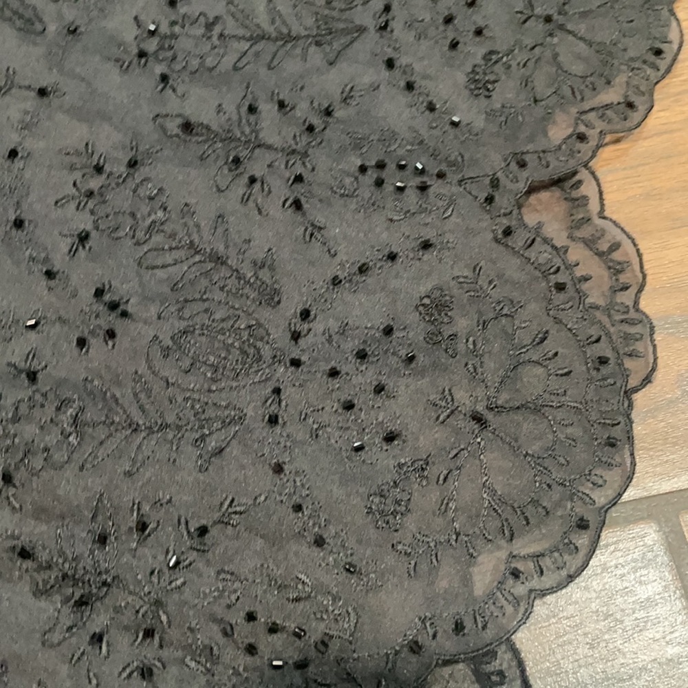 ANN TAYLOR Silk embroidered black midi skirt-2P - Picture 10 of 11